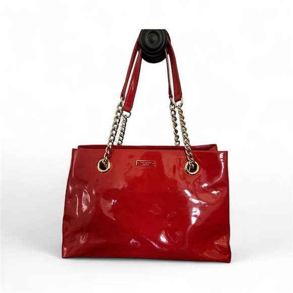 Vintage Kate Spade Orange and Gold Shoulder Bag with Glossy Finish - Picture 14 of 16